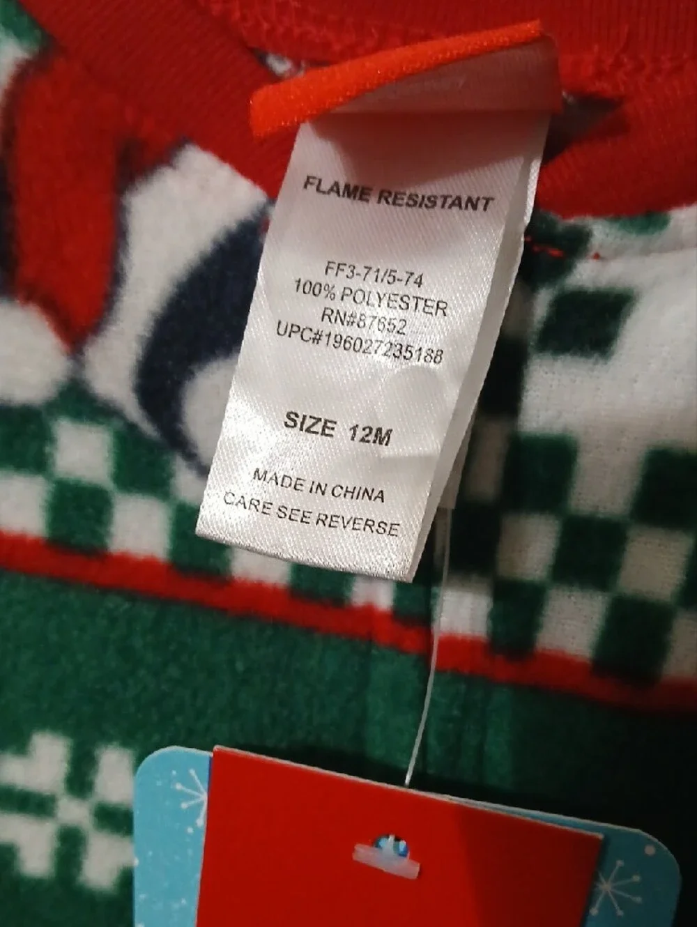 Disney Green and Red Mickey Holiday Footed One-Piece 12 MONTHS